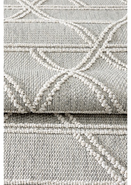 Alba Gri Krem Geometrik Çizgili Tozumaz Salon Koridor Balkon Teras Bahçe Oturma Odası Halısı 19241A indirimleri