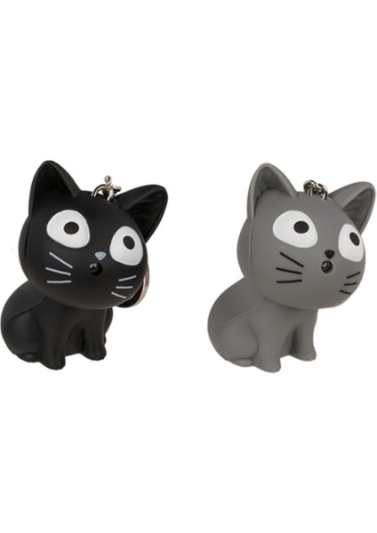 Miyavlayan ve LED Işıklı Kedi Anahtarlık Gri fiyatları