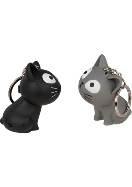 Miyavlayan ve LED Işıklı Kedi Anahtarlık Gri modelleri