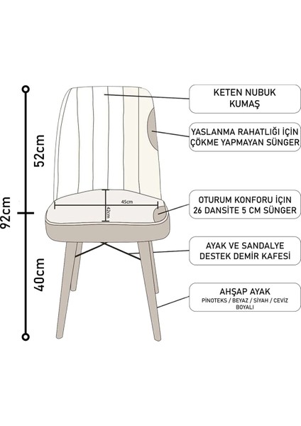 KARBA 6 Adet Açık Krem Ahşap Pinoteks Ayaklı Sağlam Üst Kalite Mutfak Sandalyesi, Yemek Sandalyesi, Salon Sandalyesi fırsatları