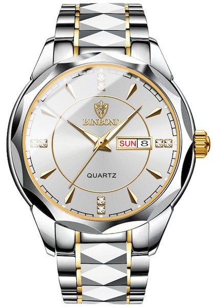 Fashionwoca WN131 Gümüş Erkek Su Geçirmez Takvim Tungsten Saat (Yurt Dışından)