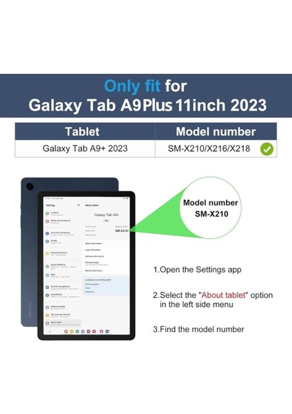 Samsung Galaxy Tab A9 Plus 11 Inç Tablet Uyumlu Kapaklı Kılıf Tam Koruyucu Zırh 360 Derece Dönerli