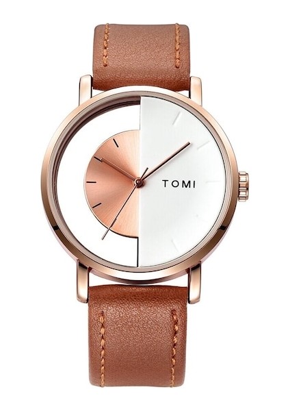 Tomi T080 Kol Saati Altın Rengi Kasa ve Kahverengi Kayış (Yurt Dışından)
