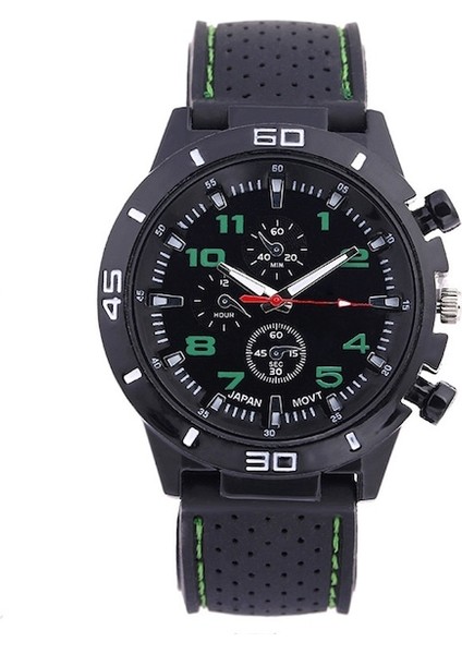 Yuvarlak Çerçeveli Silikon Erkek Saati Green (Yurt Dışından)