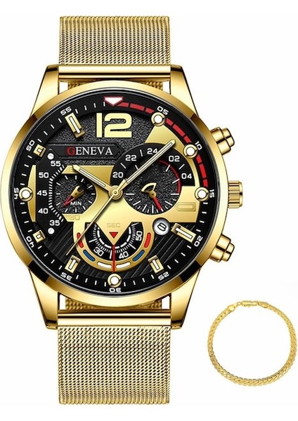 Fashionwoca WN088 Altın Erkek Çelik Kordon Saati (Yurt Dışından)