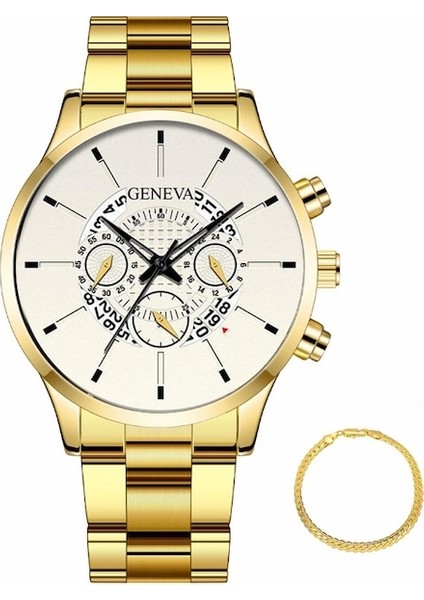 Fashionwoca WN082 Altın Erkek Çelik Kordon Saati (Yurt Dışından)