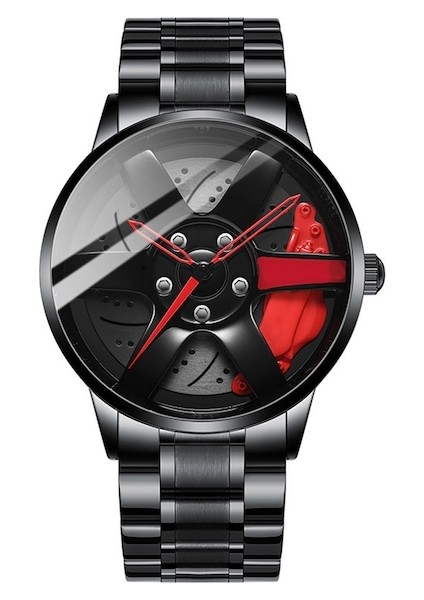 Erkek Waterproof Spor Tekerlek Tam Kuvars Kol Saati Red (Yurt Dışından)