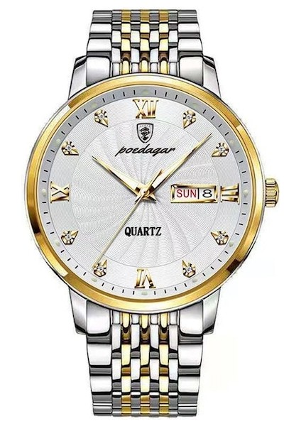 Worryfreeshopping Poedagar 827 Beyaz - Altın Erkek Kol Saati (Yurt Dışından)