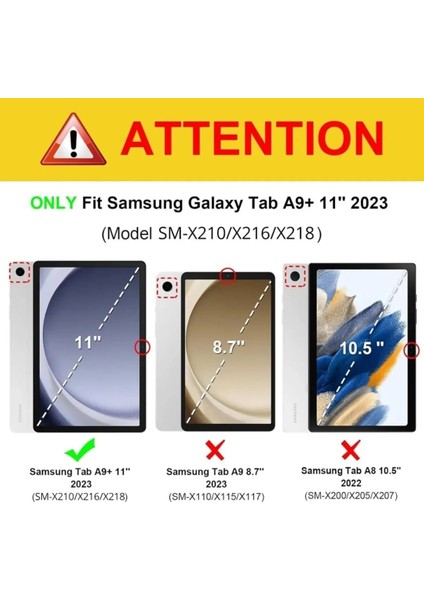 Samsung Galaxy Tab A9 Plus 11 Inç Tablet Uyumlu Kapaklı Kılıf Tam Koruyucu Zırh 360 Derece Dönerli