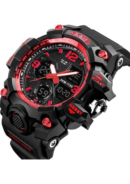 Skmei 1155 Erkek Dijital Analog Kol Saati Su Geçirmez Kırmızı (Yurt Dışından) fiyatları
