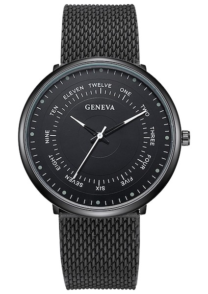 Geneva Örgü Kordon Erkek Kol Saati Siyah (Yurt Dışından)