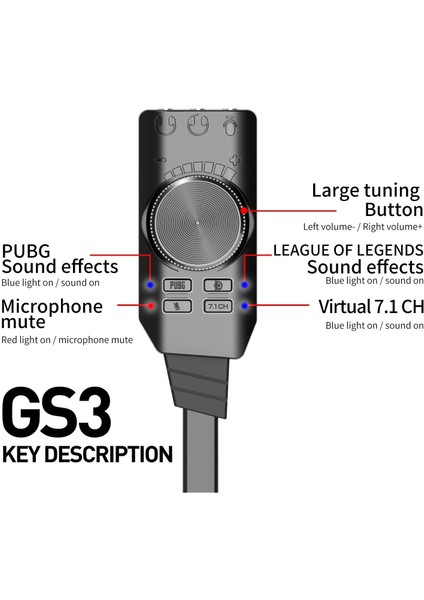 3185 USB Harici Ses Kartı 7.1 Uyumlu Dönüştürücü Plextone Gs3 Pubg Lol Mikrofon Destekli