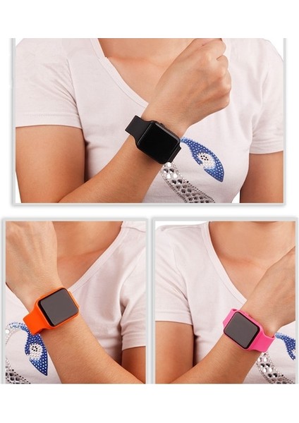 Unisex Kare LED Ekran Silikon Kordon Dijital Kol Saati White (Yurt Dışından) fiyatları