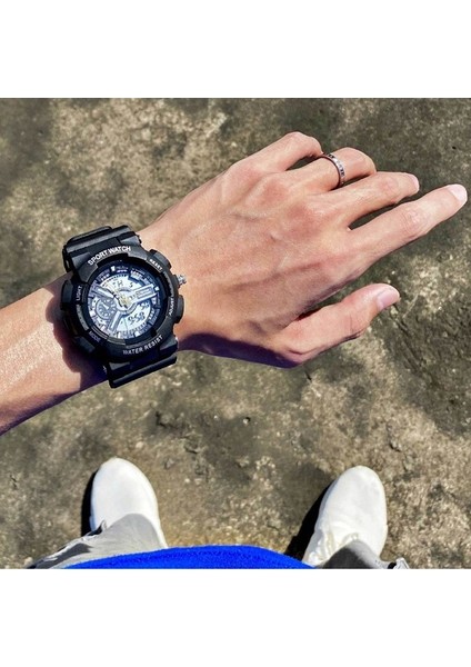 Mstıanq Çocuk Yetişkin Waterproof Dijital Analog Gösterge Kol Saati Red Rose (Yurt Dışından)