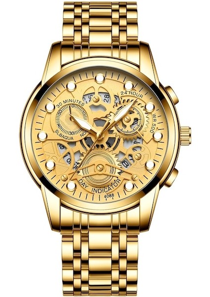 Fashionwoca WN234 Altın Erkek Su Geçirmez Işıklı Saat (Yurt Dışından)