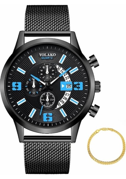 Fashionwoca WN095 Siyah Erkek Çelik Kordonlu Saat (Yurt Dışından)