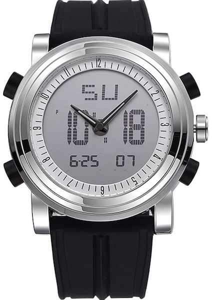 Sinobi 9368 Dijital ve Analog Saat Siyah Kayış Gümüş Kasa (Yurt Dışından)