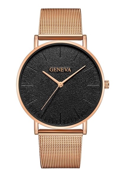 Geneva Unisex Metal Kordon Kol Saati Altın Gül (Yurt Dışından)