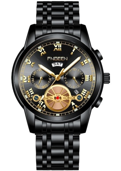Fashionwoca WN196 Siyah Erkek Takvim Su Geçirmez Saat (Yurt Dışından)
