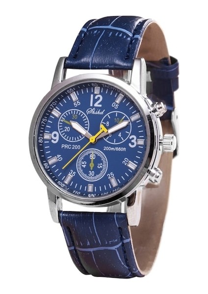 Cbtxglobal Erkek Kol Saati Quartz Blue Ray Camlı Epidermal Deri Kordonlu (Yurt Dışından) fiyatları