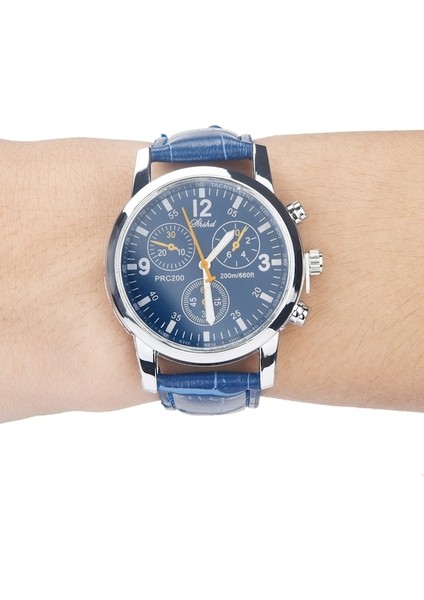 Cbtxglobal Erkek Kol Saati Quartz Blue Ray Camlı Epidermal Deri Kordonlu (Yurt Dışından) modelleri