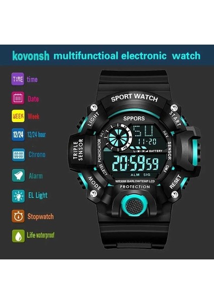 Sppors Suya Dayanıklı Dijital Saat Siyah - Mavi (Yurt Dışından) modelleri