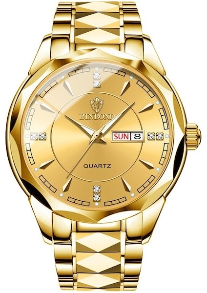 Fashionwoca WN136 Altın Erkek Su Geçirmez Takvim Tungsten Saat (Yurt Dışından)