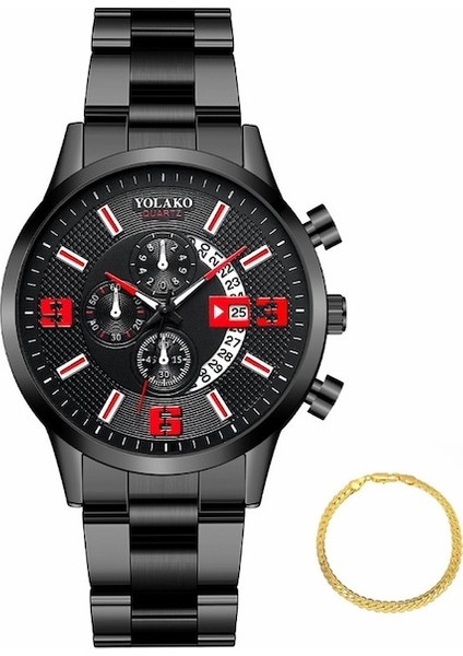 Fashionwoca WN103 Siyah Erkek Çelik Kordonlu Saat (Yurt Dışından)