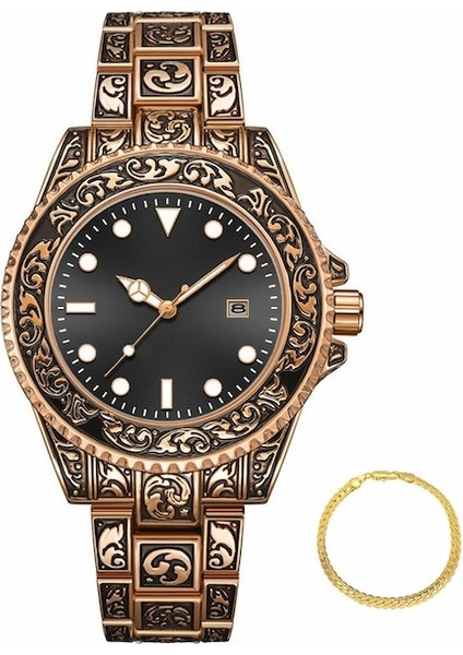 Fashionwoca WN072 Gül Altın Erkek Çelik Kordon Saati (Yurt Dışından)