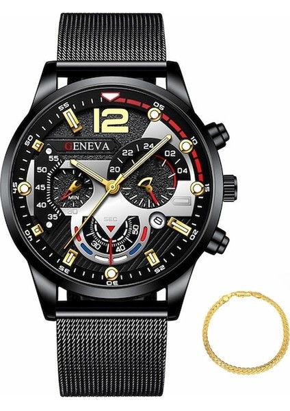 Fashionwoca WN086 Siyah Erkek Çelik Kordonlu Saat (Yurt Dışından)