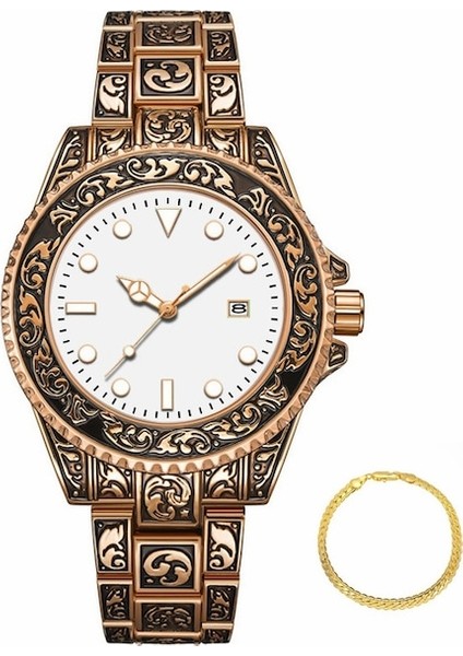 Fashionwoca WN074 Gül Altın Erkek Çelik Kordon Saati (Yurt Dışından)