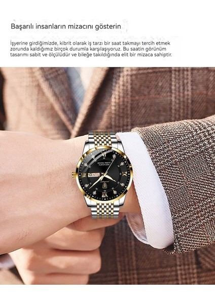 Jolıta Erkek Saat Su Geçirmez Aydınlık Takvim Kuvars Saat Gümüş -GZ1001 (Yurt Dışından) fırsatları