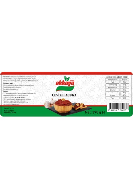 Ayaş Akkaya Kahvaltılık Cevizli Acuka Net 390 G fiyatları