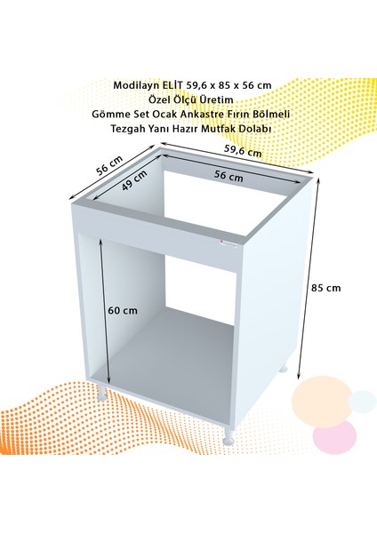 Modilayn ELİT 59,6 x 85 x 56 cm Gömme Ankastre Ocak Ve Fırın Bölmeli Mutfak Dolabı