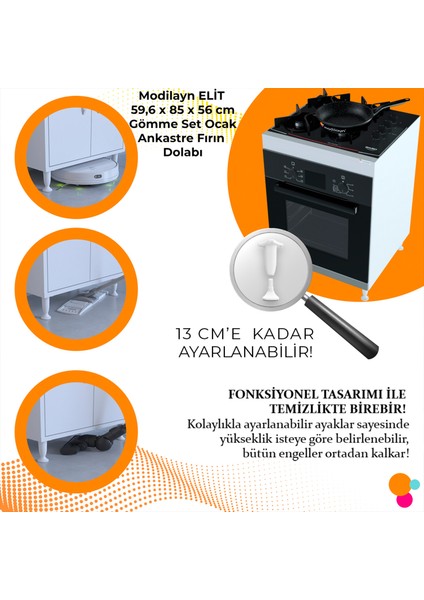 Modilayn ELİT 59,6 x 85 x 56 cm Gömme Ankastre Ocak Ve Fırın Bölmeli Mutfak Dolabı