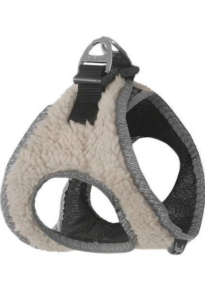 Üç Kilitli Kürklü Kedi Köpek Göğüs Tasması 24-28 cm Xx-Small Krem