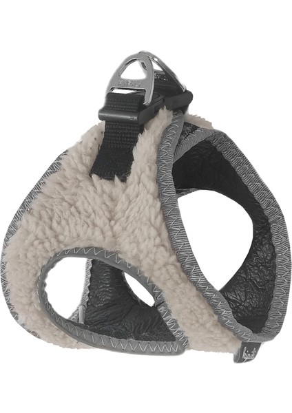 Üç Kilitli Kürklü Kedi Köpek Göğüs Tasması 24-28 cm Xx-Small Krem