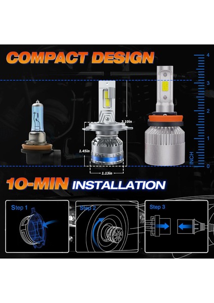 H4 Termitör 120W 28000 Lümen 6500K Süper Parlak LED Ampül