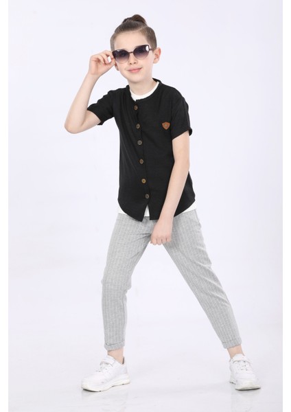 Erkek Çocuk Gömlek-T-Shirt ve Pantolon 3 Lü Takım VF24KMR5102122