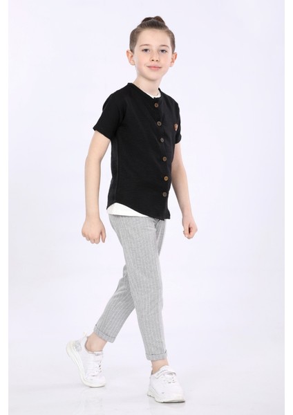 Erkek Çocuk Gömlek-T-Shirt ve Pantolon 3 Lü Takım VF24KMR5102122