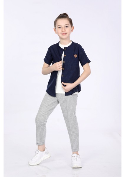 Erkek Çocuk Gömlek-T-Shirt ve Pantolon 3 Lü Takım VF24KMR5102122