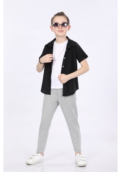Erkek Çocuk Gömlek-T-Shirt ve Pantolon 3 Lü Takım VF24KMR5101314