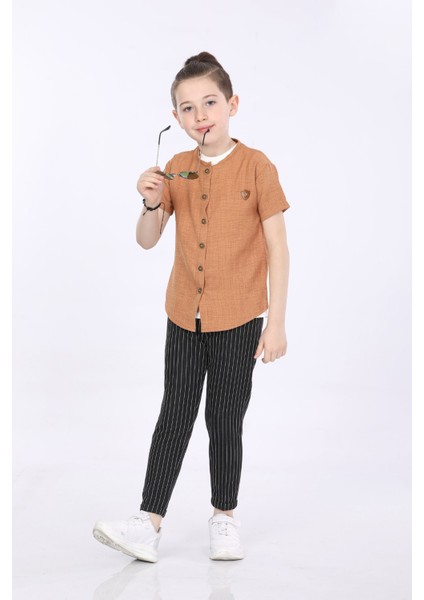 Erkek Çocuk Gömlek-T-Shirt ve Pantolon 3 Lü Takım VF24KMR5102122
