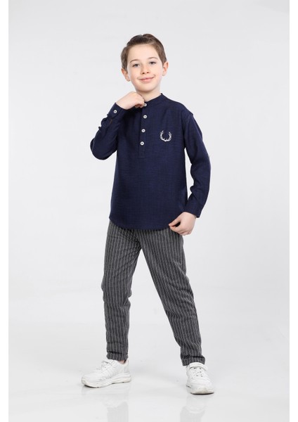 Erkek Çocuk Üç Düğme Hakim Yaka Gömlek ve Pantolon 2 Li Takım VF24KMR5108990