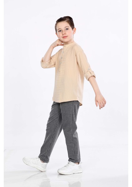 Erkek Çocuk Üç Düğme Hakim Yaka Gömlek ve Pantolon 2 Li Takım VF24KMR5109900 fiyatları