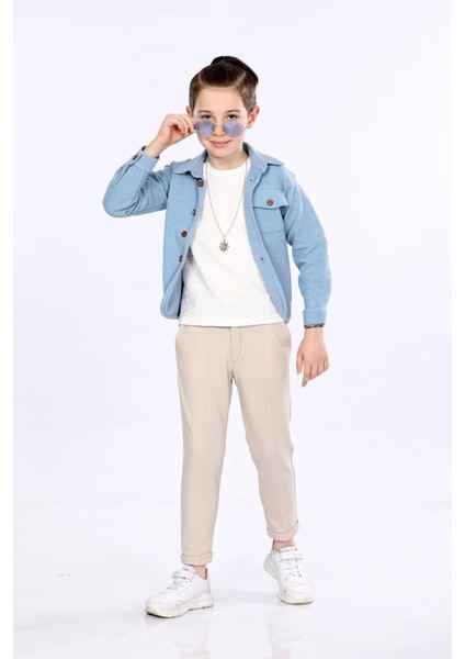Erkek Çocuk Ceket-T-Shirt ve Pantolonlu 3 Lü Takım VF24KMR51103