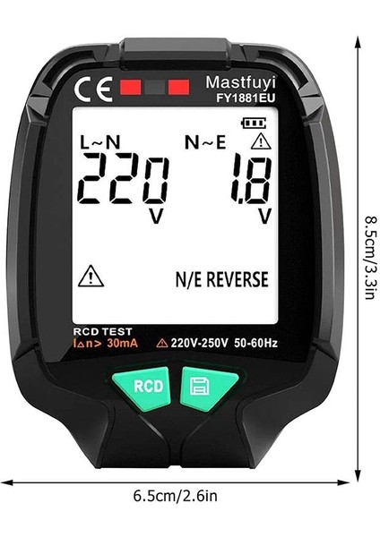 PM-20400 Siyah (30V - 250V) Tam Ekran Soket Test Cihazı