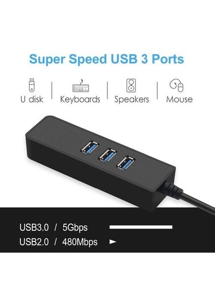 3005 USB 3.0 Ethernet Dönüştürücü Çoklayıcı 3 Port Usb Hub