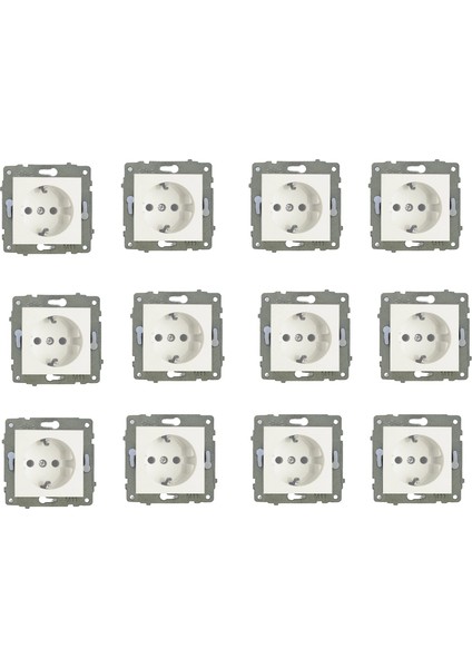 Grano Beyaz Topraklı Priz 12'li Paket Çerçevesiz (Mekanizma)