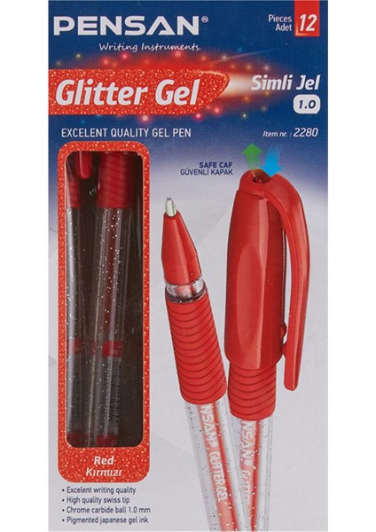 Glitter Gel Simli Jel Kalem 12 Adet